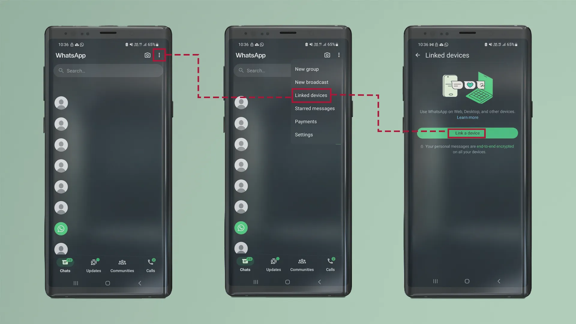 Instructions for logging into WhatsApp Web on Android phones